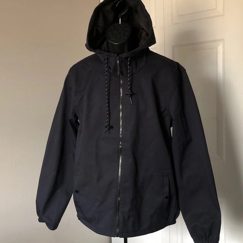 Nomad Men's Tech Fleece Lined Hooded Heavyweight Windbreaker | Navy Blue | L